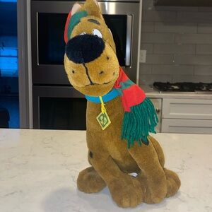 Cartoon Network Scooby Doo Plush W/ Red Green Scarf Pom Beanie vtg 1999